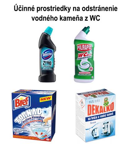 Čistiace prostriedky na odstránenie vodného kameňa z WC