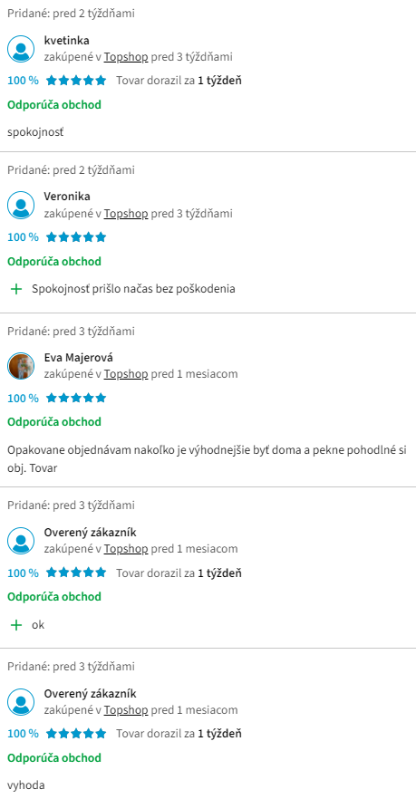 Recenzie a skúsenosti s nákupom v e-shope topshop.sk